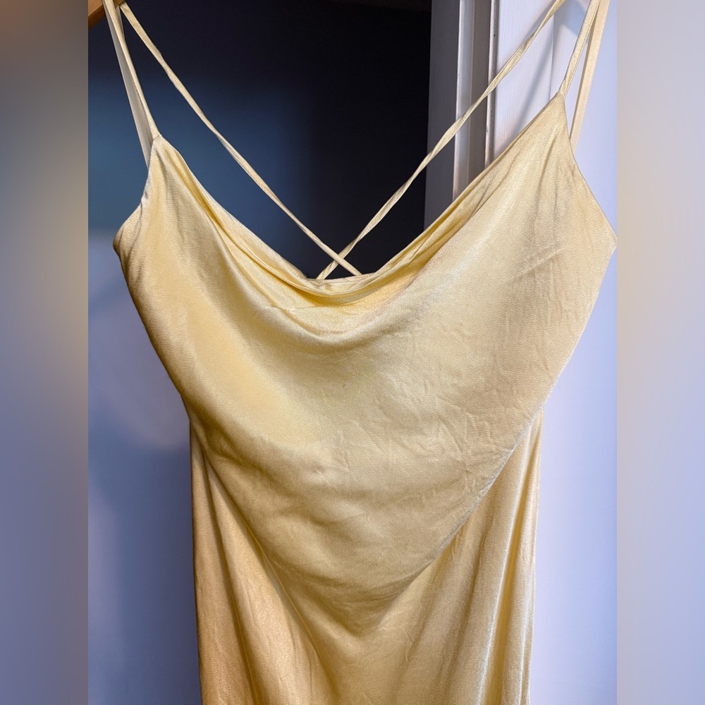 Bardot Lemon Yellow Satin Dress - Picture 3 of 8